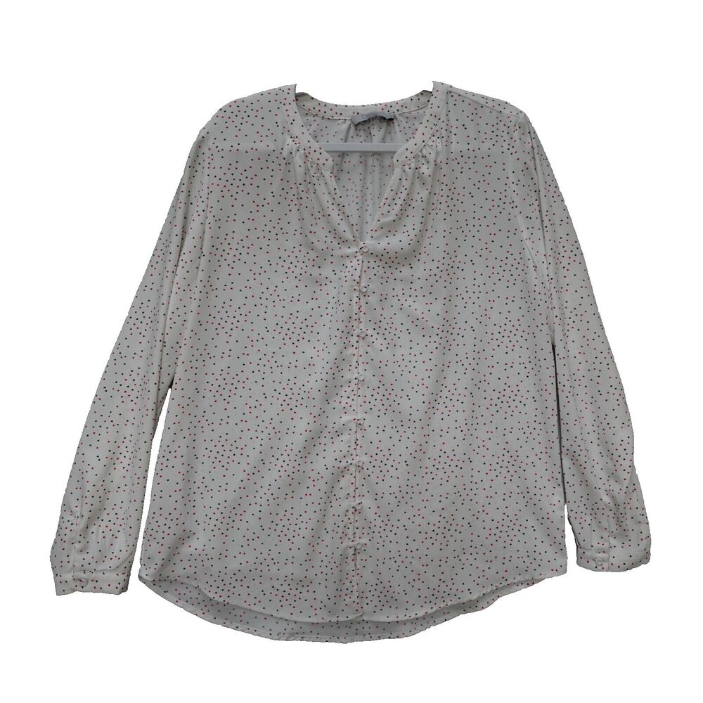 Dalia Blouse Womens Large Hearts Valentine's Day Long Sleeve Romantic Date Cute